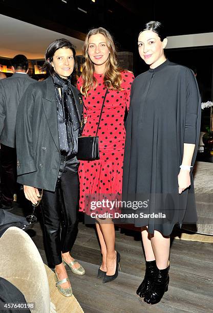 Vogue's Lawren Howell, Vogue's Sylvana Durrett and designer Natalie Levy attend the CFDA/Vogue Fashion Fund evening dinner on October 21, 2014 in Los...