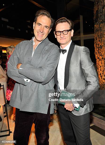 Artist Konstantin Kakanias and Vogue's Hamish Bowles attend the CFDA/Vogue Fashion Fund evening dinner on October 21, 2014 in Los Angeles, California.