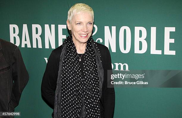 Annie Lennox signs copies of her new album "Nostalgia" at Barnes & Noble Union Square on October 21, 2014 in New York City.