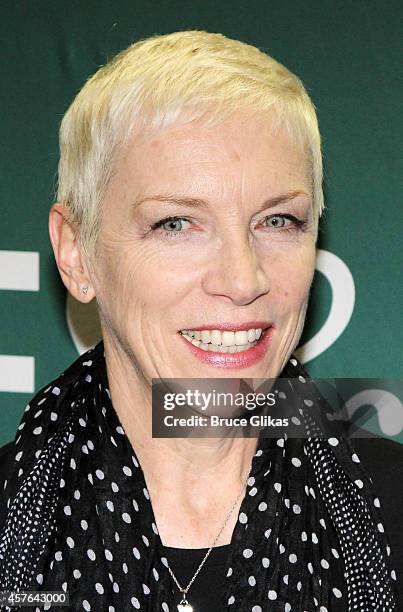 Annie Lennox signs copies of her new album "Nostalgia" at Barnes & Noble Union Square on October 21, 2014 in New York City.
