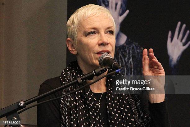 Annie Lennox discusses her new album "Nostalgia" at Barnes & Noble Union Square on October 21, 2014 in New York City.