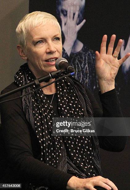 Annie Lennox discusses her new album "Nostalgia" at Barnes & Noble Union Square on October 21, 2014 in New York City.