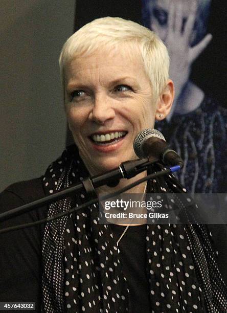 Annie Lennox discusses her new album "Nostalgia" at Barnes & Noble Union Square on October 21, 2014 in New York City.