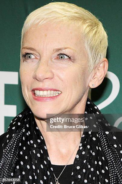 Annie Lennox signs copies of her new album "Nostalgia" at Barnes & Noble Union Square on October 21, 2014 in New York City.