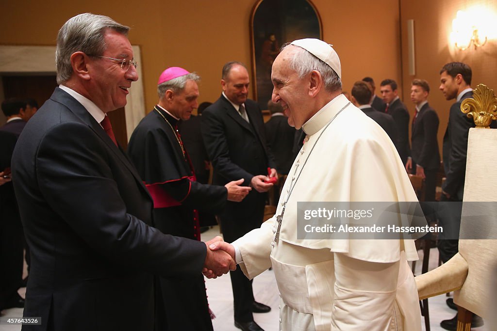 FC Bayern Muenchen Private Audience With Pope Francis