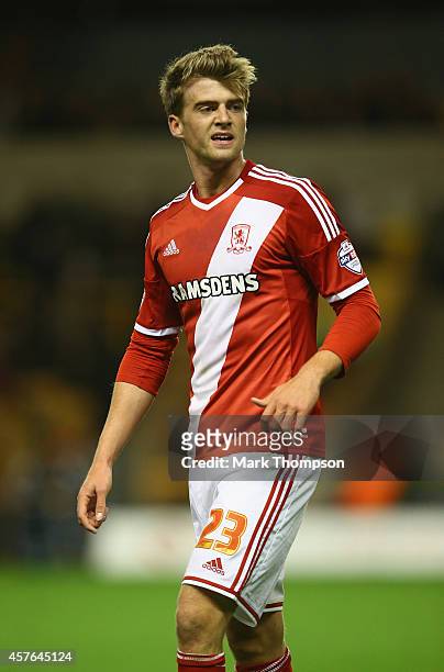 Patrick Bamford of Middlesborough in action during the Sky Bet Championship match between Wolverhampton Wanderers and Middlesbrough at Molineux on...