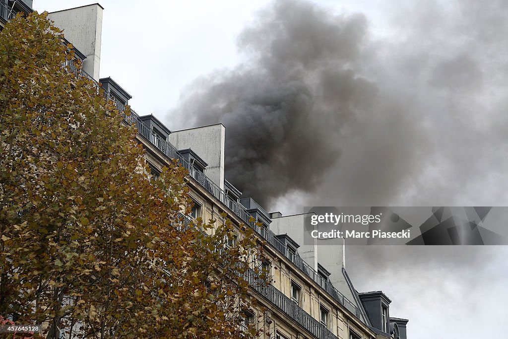 Outbreak Of Fire Near L'Olympia Hall In Paris