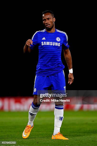 Didier Drogba of Chelsea gestures during the UEFA Champions League Group G match between Chelsea FC and NK Maribor at Stamford Bridge on October 21,...