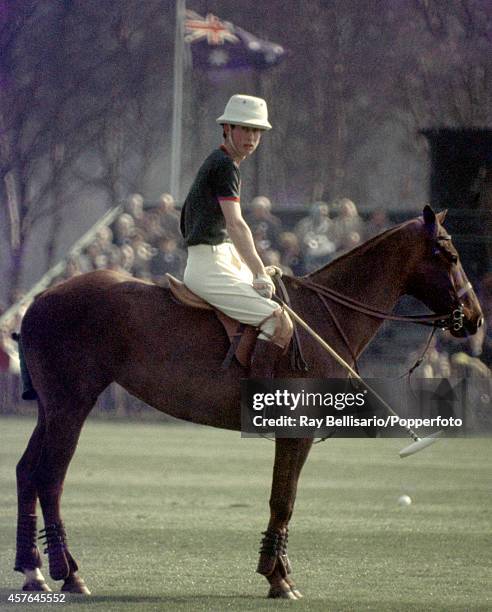 Prince Charles playing polo at Smith's Lawn, Windsor, on 14th April 1968.