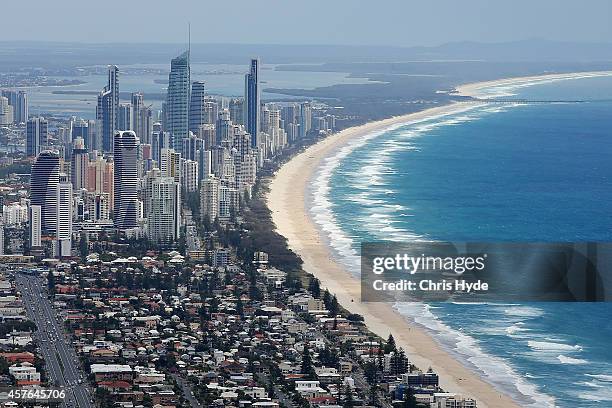 Aerial view of Surfers Paradise on October 22, 2014 on the Gold Coast, Australia.