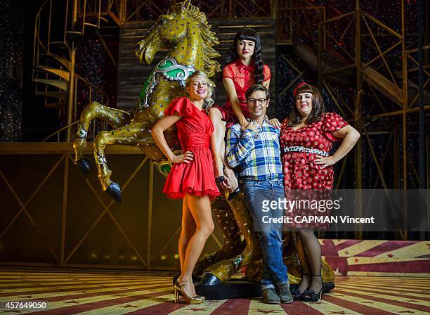 The Musical Show Love Circus with Stephane Jarny and Aurore Delplace, Fany Fourquez and Lola Ces at Aux Folies Bergeres on september 12, 2014 in...