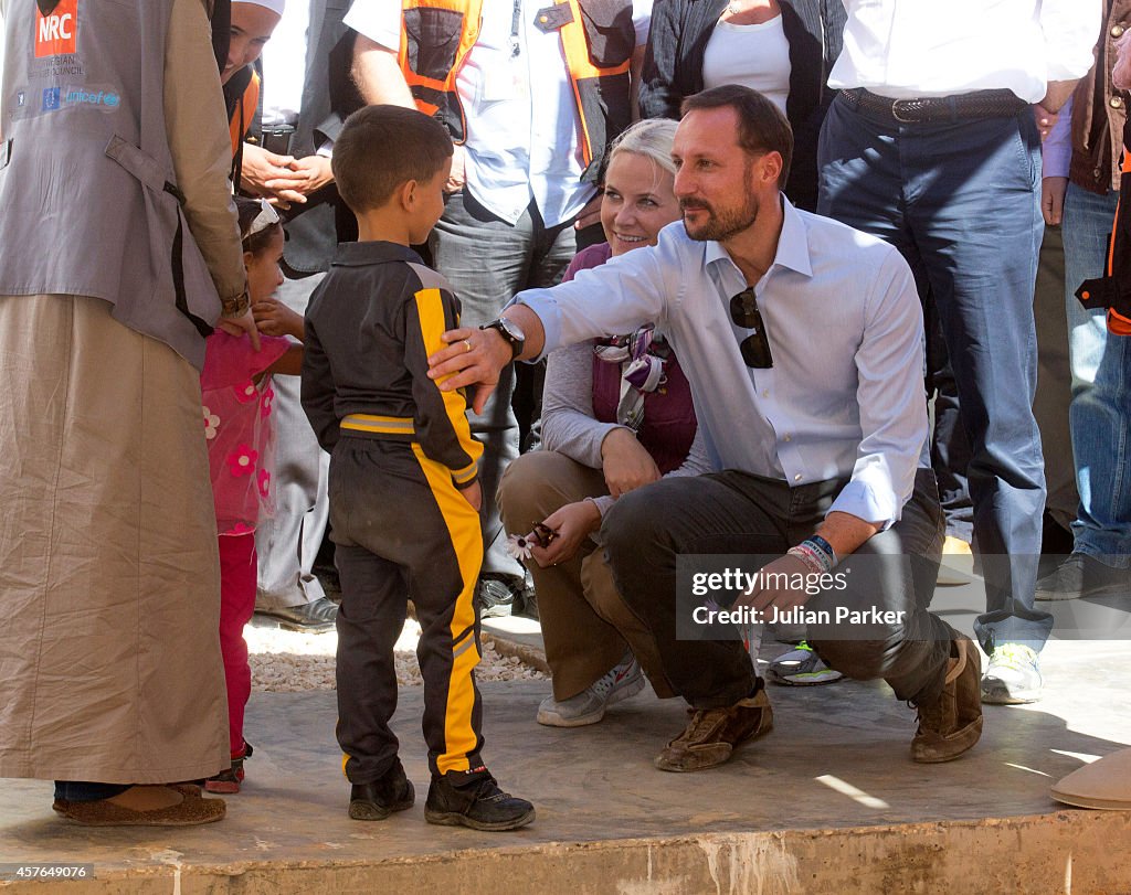 Crown Prince Haakon And Crown Princess Mette-Marit Of Norway Visit The Zaatari Refugee Camp, Jordan