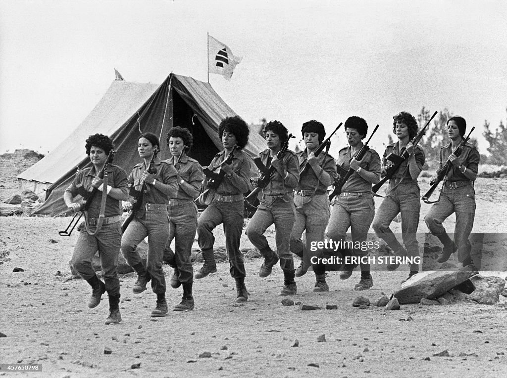 Kataeb Christian Lebanese young women, members of Kataeb Phalangist party ...