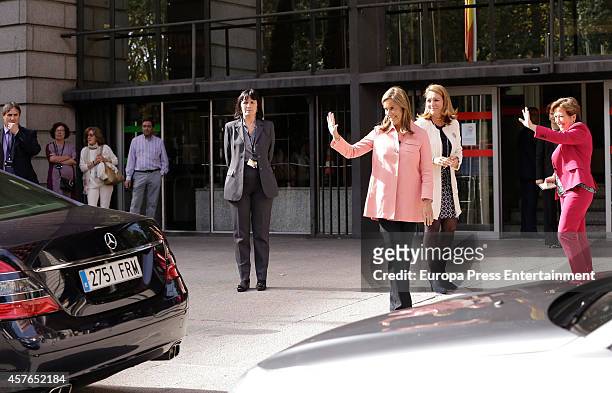 Spanish Minister of Health, Social Services and Equality Ana Mato says goodby to Queen Letizia of Spain after the 25th Anniversary of the Spanish...