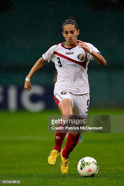 Carolina Venegas of Costa Rica dribbles the ball in the first half of a game against Martinique during the 2014 CONCACAF Women's Championship at RFK...