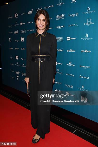 Catrinel Marlon attends "Un'Altra Storia" Charity Event Benefiting Doppia Difesa Arrivals during the 9th Rome Film Festival at Capitol Club on...
