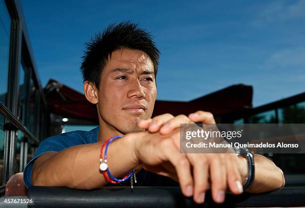 Kei Nishikori of Japan visits Valencia in a tourist bus during day three of the ATP 500 World Tour Valencia Open tennis tournament at the Ciudad de...