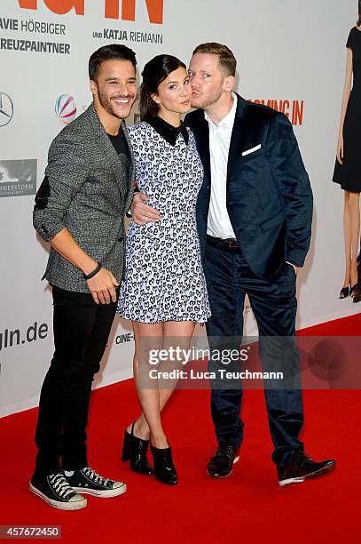 Kostja Ullmann; Aylin Tezel and Marco Kreuzpaintner attend the 'Coming In' Premiere at Cinemaxx on October 22, 2014 in Berlin, Germany.