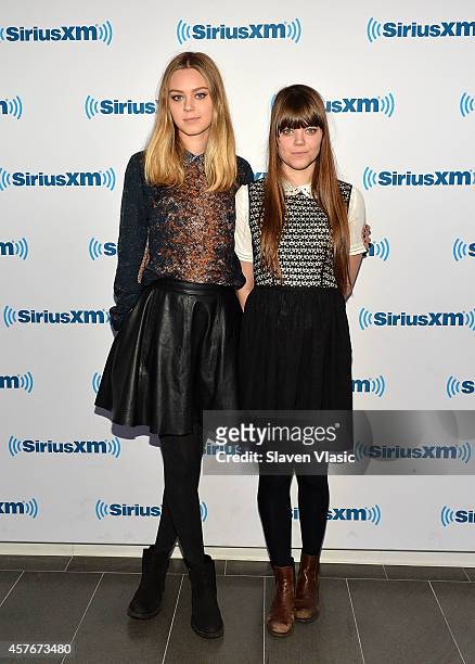 Klara Soderberg and Johanna Soderberg of Swedish folk duo First Aid Kit visit SiriusXM Studios on October 22, 2014 in New York City.
