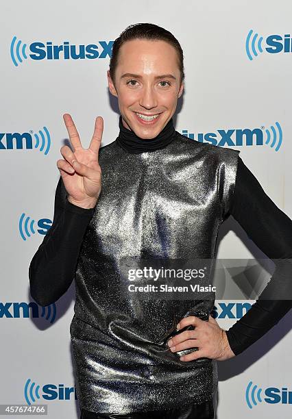 Figure Skater Johnny Weir at SiriusXM Studios on October 22, 2014 in New York City.