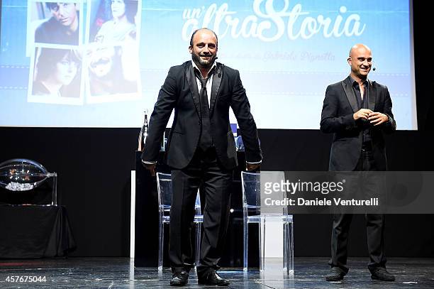 Comedians perform during the "Un'Altra Storia" Charity Event Benefiting Doppia Difesa during the 9th Rome Film Festival at Capitol Club on October...
