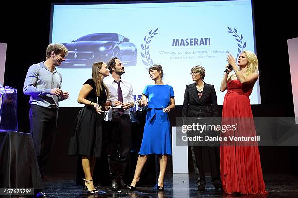 Giorgio Pasotti, Fabio Troiano, Camila Raznovich, Alessandra Mastronardi, Giulia Bongiorno and Michelle Hunziker attend "Un'Altra Storia" Charity...