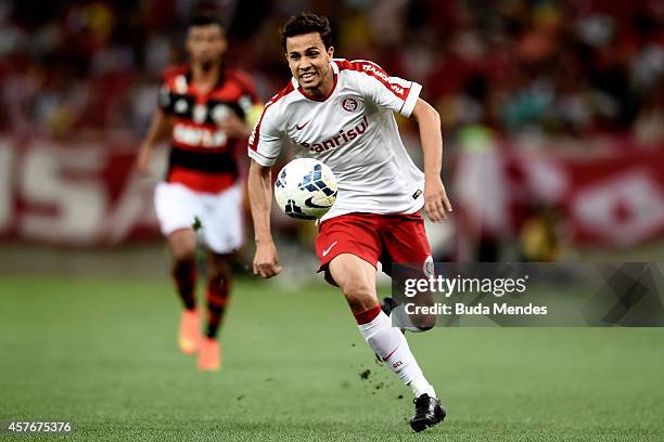 Nilmar of Internacional in action during a match between Flamengo and Internacional as part of Brasileirao Series A 2014 at Maracana Stadium on...