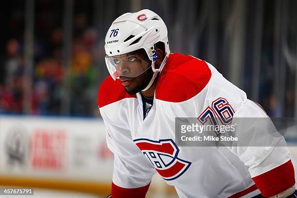 Subban of the Montreal Canadiens skates against the New York Islanders at Nassau Veterans Memorial Coliseum on December 14, 2013 in Uniondale, New...