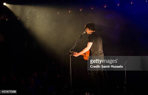 Jake Bugg performs on stage for Mencap's Little Noise Sessions at the Union Chapel on October 22, 2014 in London, United Kingdom.