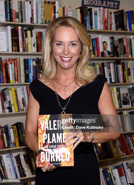 Valerie Plame signs copies of her book "Burned" at Bookends Bookstore on October 22, 2014 in Ridgewood, New Jersey.