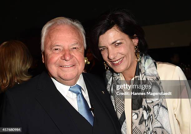 Eckart Witzigmann and his girlfriend Nicole Schnelldorfer attend the Eckart Witzigmann Award at BMW Museum on October 22, 2014 in Munich, Germany.