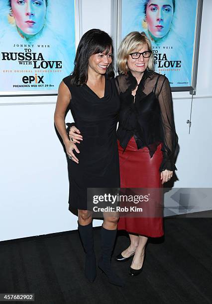 Gloria Reuben and Laura Michalchyshyn attend "Two Russia With Love" New York Premiere at The Paramount Screening Room on October 22, 2014 in New York...