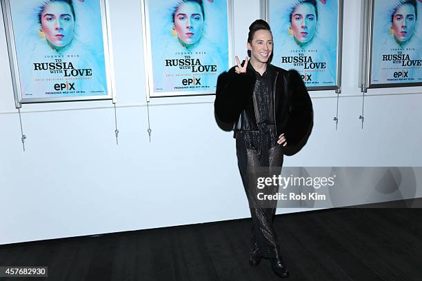 Johnny Weir attends "Two Russia With Love" New York Premiere at The Paramount Screening Room on October 22, 2014 in New York City.