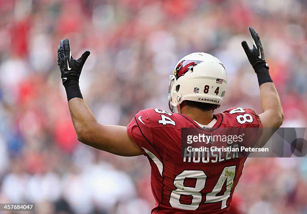 Tight end Rob Housler of the Arizona Cardinals reacts during the NFL game against the St. Louis Rams at the University of Phoenix Stadium on December...