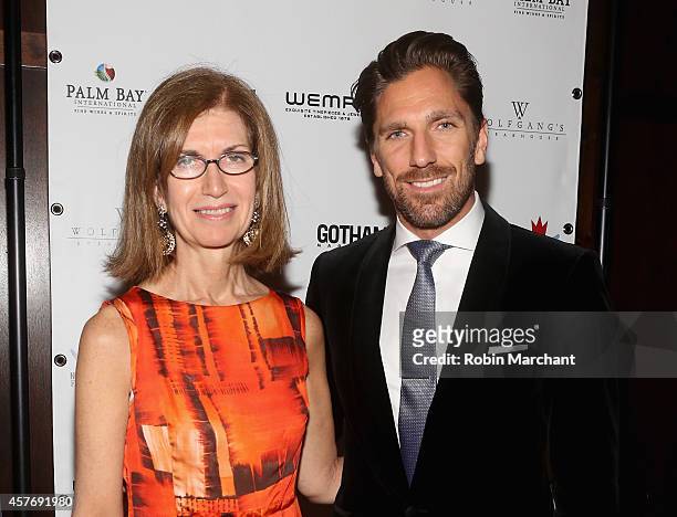 Catherine Sabino and Henrik Lundqvist attends Gotham Magazine Celebrates Cover Star Henrik Lundqvist At Wolfgang's Steakhouse on October 22, 2014 in...