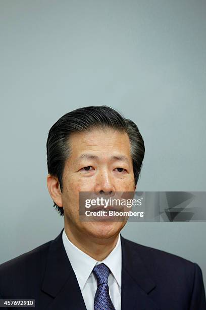 Natsuo Yamaguchi, chief representative of the New Komeito Party, speaks during an interview in Tokyo, Japan, on Wednesday, Oct. 22, 2014. The party...