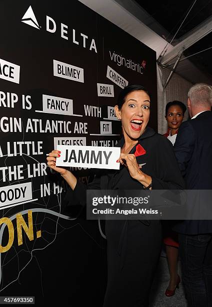 Delta flight attendant joins Delta Air Lines and Virgin Atlantic to toast the new direct route between LAX and Heathrow at a private #flysmart...