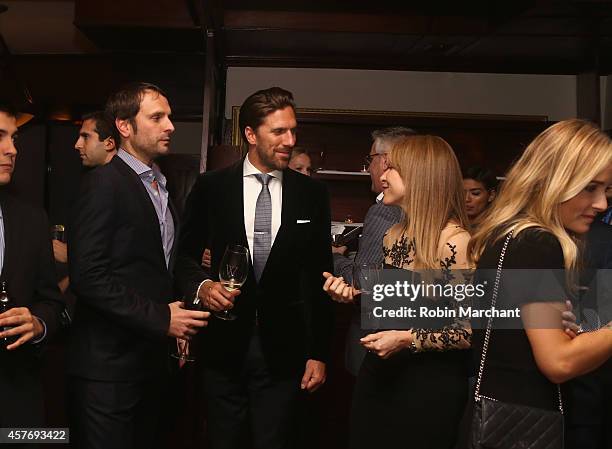 Dawn DuBois and Henrik Lundqvist attend Gotham Magazine Celebrates Cover Star Henrik Lundqvist At Wolfgang's Steakhouse on October 22, 2014 in New...