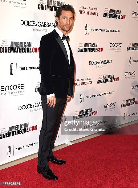 Matthew McConaughey arrives at the American Cinematheque 28th Annual Award Presentation To Matthew McConaughey 2014 at The Beverly Hilton Hotel on...