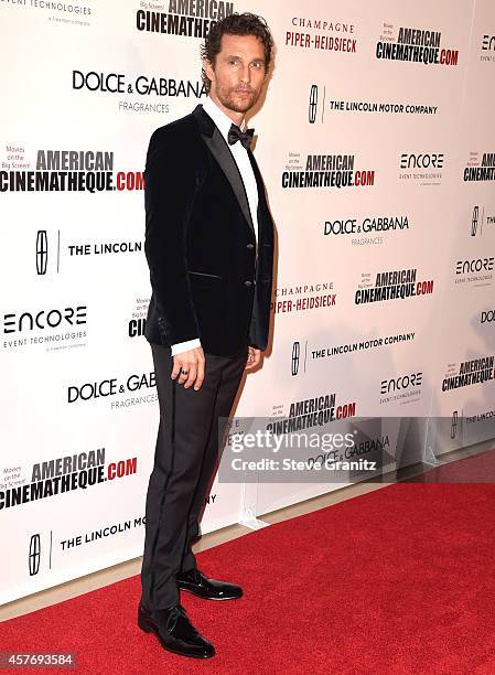 Matthew McConaughey arrives at the American Cinematheque 28th Annual Award Presentation To Matthew McConaughey 2014 at The Beverly Hilton Hotel on...