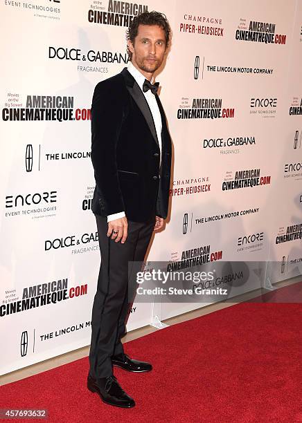 Matthew McConaughey arrives at the American Cinematheque 28th Annual Award Presentation To Matthew McConaughey 2014 at The Beverly Hilton Hotel on...