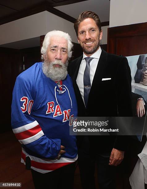 Paul Chapman and Henrik Lundqvist attend Gotham Magazine Celebrates Cover Star Henrik Lundqvist At Wolfgang's Steakhouse on October 22, 2014 in New...