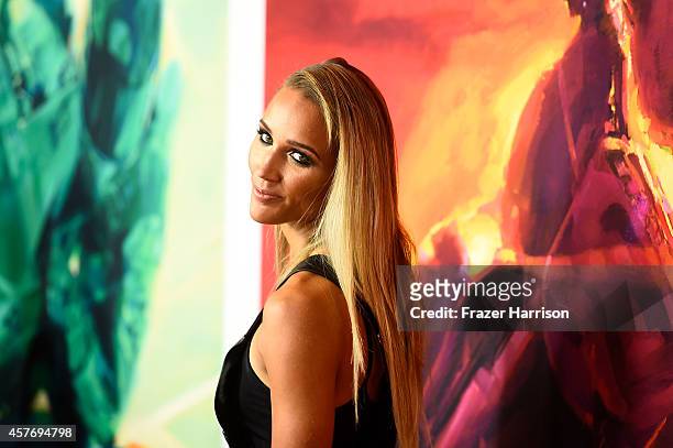 Sportswomen Lolo Jones arrives at the Premiere Of Red Bull Media House's "On Any Sunday, The Next Chapter" at Dolby Theatre on October 22, 2014 in...