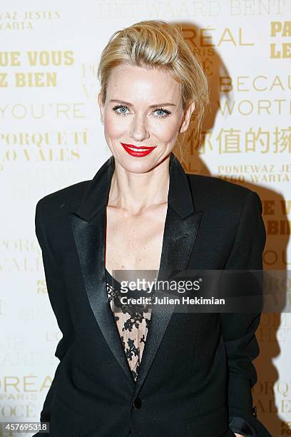 New L'Oreal Ambassador, Naomi Watts is pictured before the L'Oreal presentation dinner on October 22, 2014 in Paris, France.