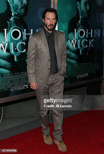Keanu Reeves attends Summit Entertainment's premiere of 'John Wick' at the ArcLight Theater on October 22, 2014 in Hollywood, California.