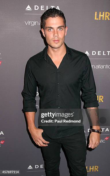 Singer Max George attends Delta Air Lines And Virgin Atlantic red carpet event celebrating new direct route between LAX and Heathrow Airports at The...