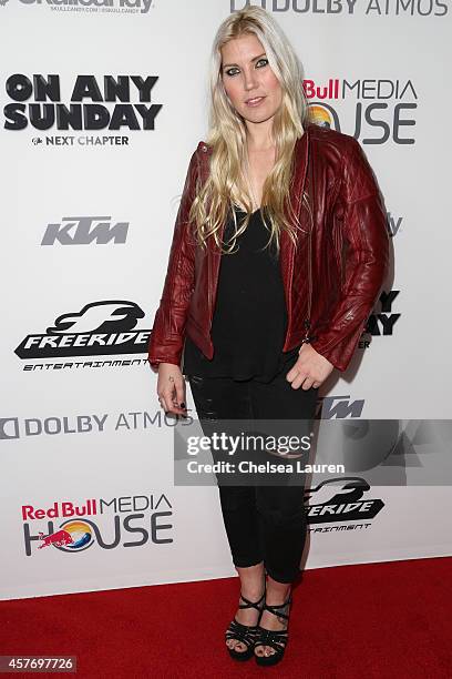 Athlete Jolene Van Vugt arrives at the "On Any Sunday, The Next Chapter," a film from Red Bull Media House, premiere at Dolby Theatre on October 22,...