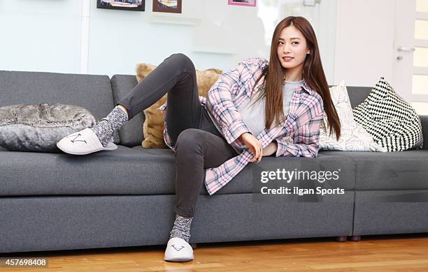 Of After School poses for photographs during the SBS "Roommate 2" press conference at Seongbuk-dong on October 10, 2014 in Seoul, South Korea.