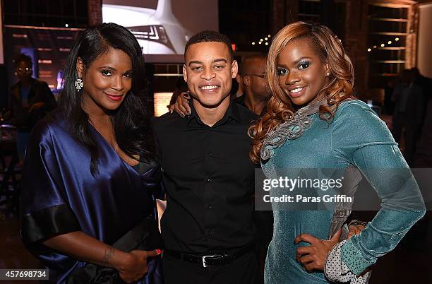 Television personality Tameka Raymond, actor Robert Ri'chard, and television personality Christina Johnson attend Lexus presents Beyond The Cut at...