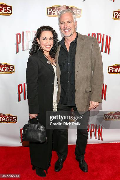 Actors, Melissa Hurley and Patrick Cassidy attend the opening night of "PIPPIN" at the Pantages Theatre on October 22, 2014 in Hollywood, California.